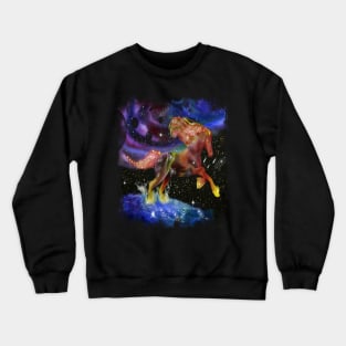 Space galaxy fire horse fantasy horse in space Crewneck Sweatshirt